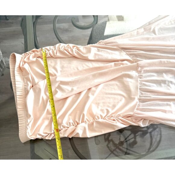 MICAS -Off-Shoulder Light Pink Cropped Top & Midi Dress Set With Puff Sleeves - Picture 9 of 10